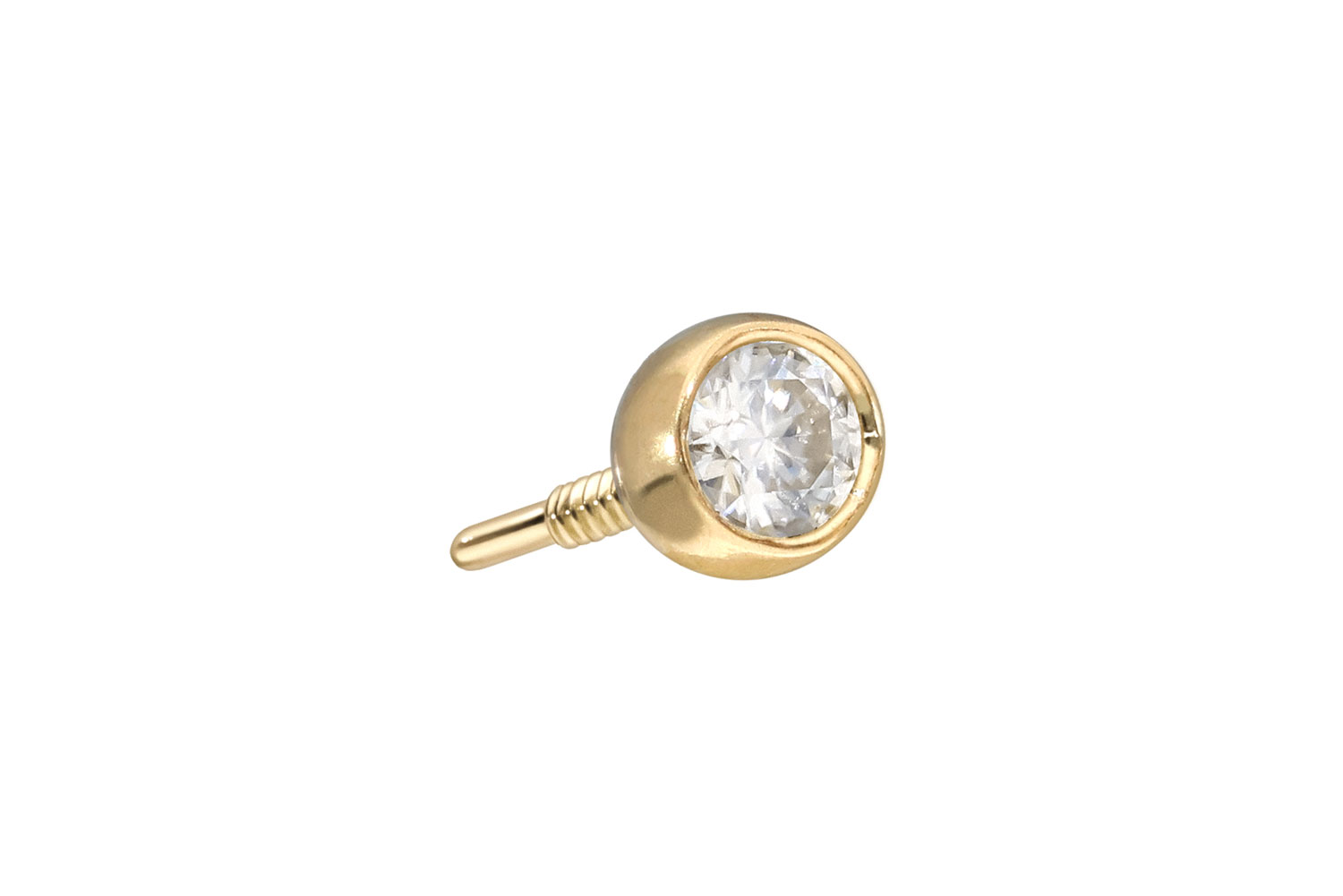 14 Karat Gold Schraubkugel mit Außengewinde MOISSANIT von Piercingline
